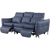 Sacramento One Touch Reclining Sofa in Blue Leatherette